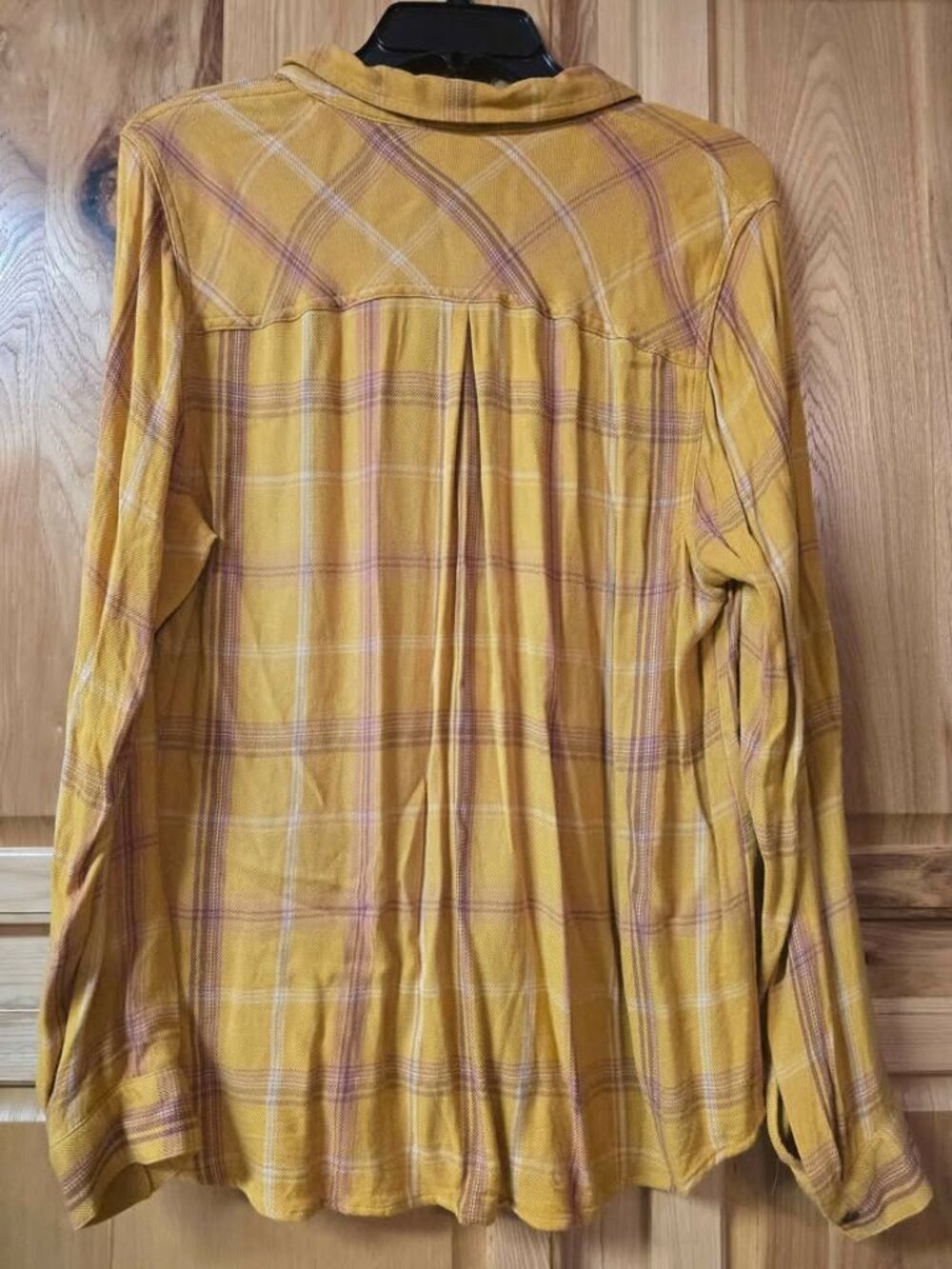 Maurices Plaid Button Up Shirt Womens Size XL Yellow Pink Long Sleeve Western C - Picture 2 of 8